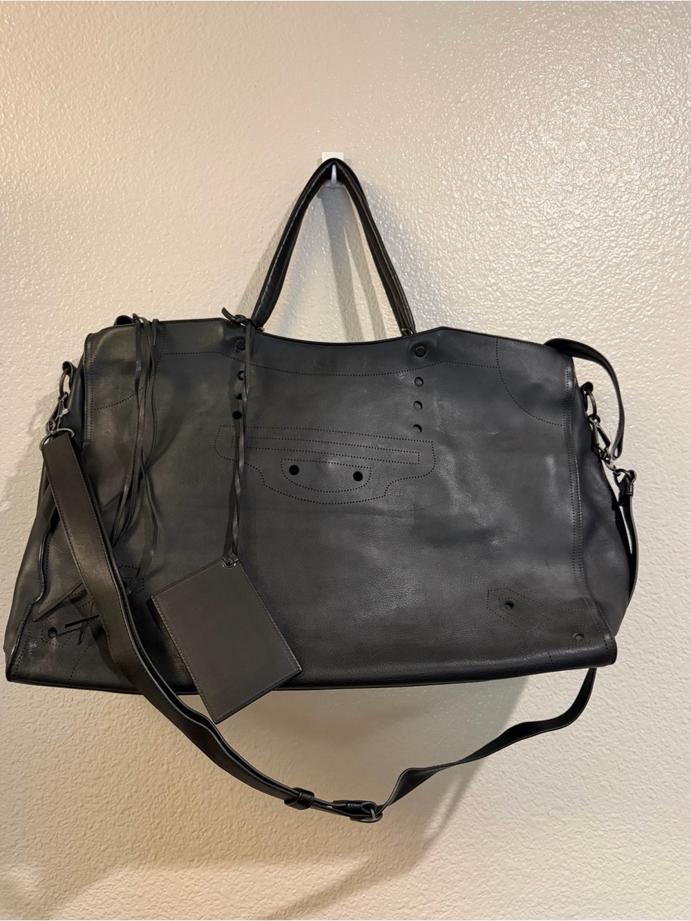 Balenciaga Blackout City XL Smooth Black Leather Large Tote Bag